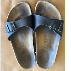 Birkenstock Womens Madrid BS Sandals Flats EUR 37 Women 6.5 Black Strap Slip on